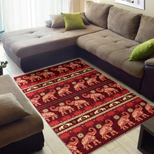 Load image into Gallery viewer, Elephant Red Pattern Ethnic Motifs Area Rug
