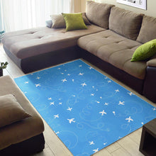 Load image into Gallery viewer, Airplane Pattern Blue Backgroung Area Rug
