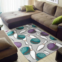 Load image into Gallery viewer, Bowling ball and pin gray background Area Rug
