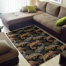 Load image into Gallery viewer, Chameleon lizard tropical leaves palm tree Area Rug
