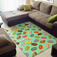 Load image into Gallery viewer, Colorful donut pattern green background Area Rug
