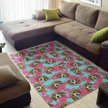 Load image into Gallery viewer, Beagle muzzles turquoise paint splashes pink pattern Area Rug
