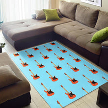 Load image into Gallery viewer, electric guitar pattern light blue background Area Rug
