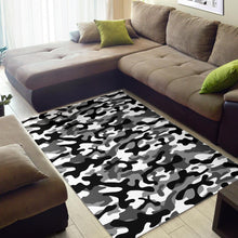 Load image into Gallery viewer, Black white camo camouflage pattern Area Rug
