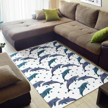 Load image into Gallery viewer, Dolphins pattern dotted background Area Rug
