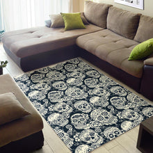 Load image into Gallery viewer, Sugar skull black white pattern Area Rug
