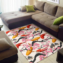 Load image into Gallery viewer, Colorful Koi Fish Carp Fish and Sakura Pattern Area Rug
