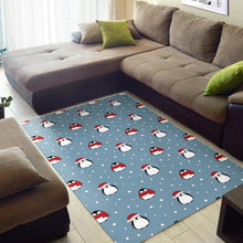 Load image into Gallery viewer, Cute penguin christmas snow pattern Area Rug
