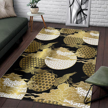 Load image into Gallery viewer, Gold Could Crane Japanese Pattern Area Rug
