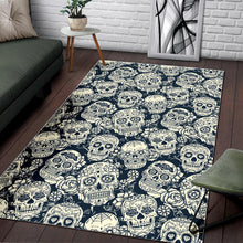 Load image into Gallery viewer, Sugar skull black white pattern Area Rug
