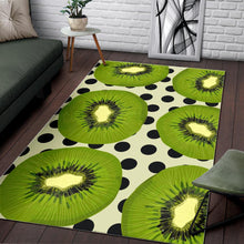 Load image into Gallery viewer, kiwi black dot background Area Rug

