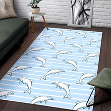 Load image into Gallery viewer, Dolphin blue striped background Area Rug
