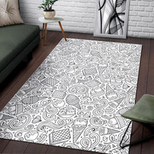 Load image into Gallery viewer, Cartoon hand drawn ice cream black white Area Rug
