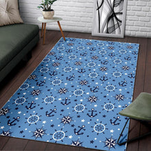 Load image into Gallery viewer, Anchors rudder compass star nautical pattern Area Rug
