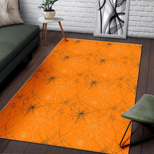 Load image into Gallery viewer, Cobweb Spider Web Pattern Orange Background Area Rug
