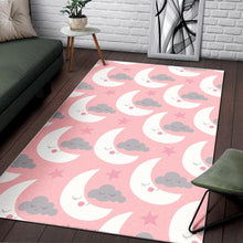 Load image into Gallery viewer, Cute moon cloud star pattern pink dot background Area Rug
