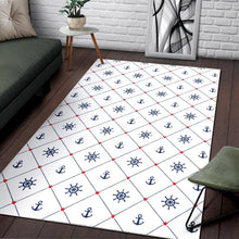 Load image into Gallery viewer, Anchor rudder nautical design pattern Area Rug
