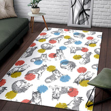 Load image into Gallery viewer, Siberian husky and colorful circle pattern Area Rug
