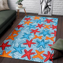 Load image into Gallery viewer, Blue red orange starfish pattern Area Rug
