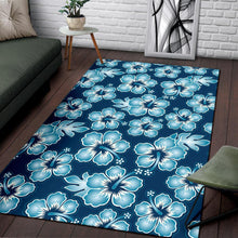Load image into Gallery viewer, Blue Hibiscus Pattern Print Design HB011 Area Rugs
