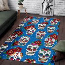 Load image into Gallery viewer, Suger Skull Rose Pattern Area Rug
