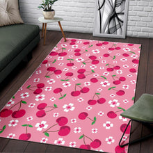Load image into Gallery viewer, cherry flower pattern pink background Area Rug
