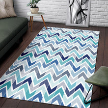 Load image into Gallery viewer, zigzag  chevron blue pattern Area Rug
