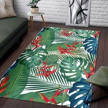 Load image into Gallery viewer, heliconia palm and monstera  leaves pattern Area Rug

