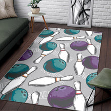 Load image into Gallery viewer, Bowling ball and pin gray background Area Rug
