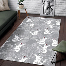 Load image into Gallery viewer, white swan gray background Area Rug

