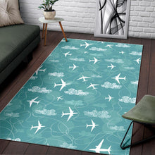 Load image into Gallery viewer, Airplane Cloud Pattern Green Background Area Rug
