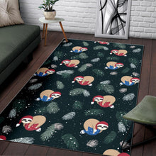 Load image into Gallery viewer, Cute sloths sleeping christmas ball santa hat pattern Area Rug

