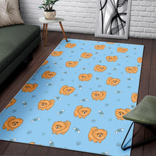 Load image into Gallery viewer, Brown cute pomeranian blue blackground Area Rug
