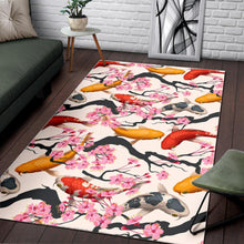 Load image into Gallery viewer, Colorful Koi Fish Carp Fish and Sakura Pattern Area Rug
