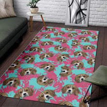 Load image into Gallery viewer, Beagle muzzles turquoise paint splashes pink pattern Area Rug
