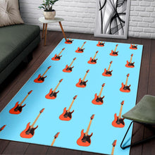 Load image into Gallery viewer, electric guitar pattern light blue background Area Rug
