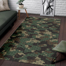 Load image into Gallery viewer, Green Camo Camouflage Honeycomb Pattern Area Rug
