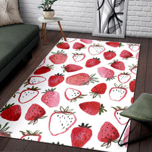 Load image into Gallery viewer, watercolor hand drawn beautiful strawberry pattern Area Rug
