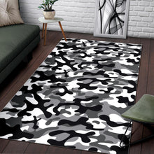 Load image into Gallery viewer, Black white camo camouflage pattern Area Rug
