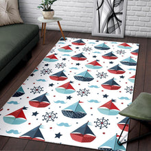 Load image into Gallery viewer, Cute color paper sailboat pattern Area Rug
