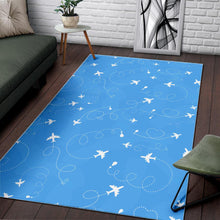 Load image into Gallery viewer, Airplane Pattern Blue Backgroung Area Rug
