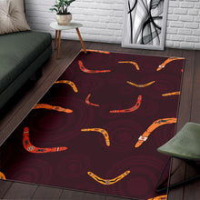 Load image into Gallery viewer, Boomerang Australian aboriginal ornament circle black background Area Rug

