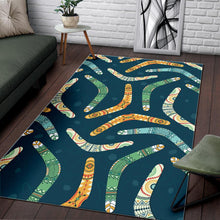 Load image into Gallery viewer, Boomerang Aboriginal Pattern Dark Background Area Rug
