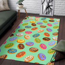 Load image into Gallery viewer, Colorful donut pattern green background Area Rug
