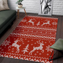 Load image into Gallery viewer, Deer Sweater Printed Red Pattern Area Rug
