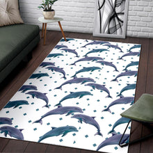 Load image into Gallery viewer, Dolphins pattern dotted background Area Rug

