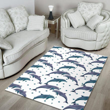 Load image into Gallery viewer, Dolphins pattern dotted background Area Rug

