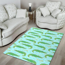 Load image into Gallery viewer, Crocodile Pattern Blue background Area Rug
