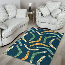 Load image into Gallery viewer, Boomerang Aboriginal Pattern Dark Background Area Rug
