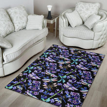 Load image into Gallery viewer, Lavender Dragonfly Pattern Print Design LV03 Area Rugs
